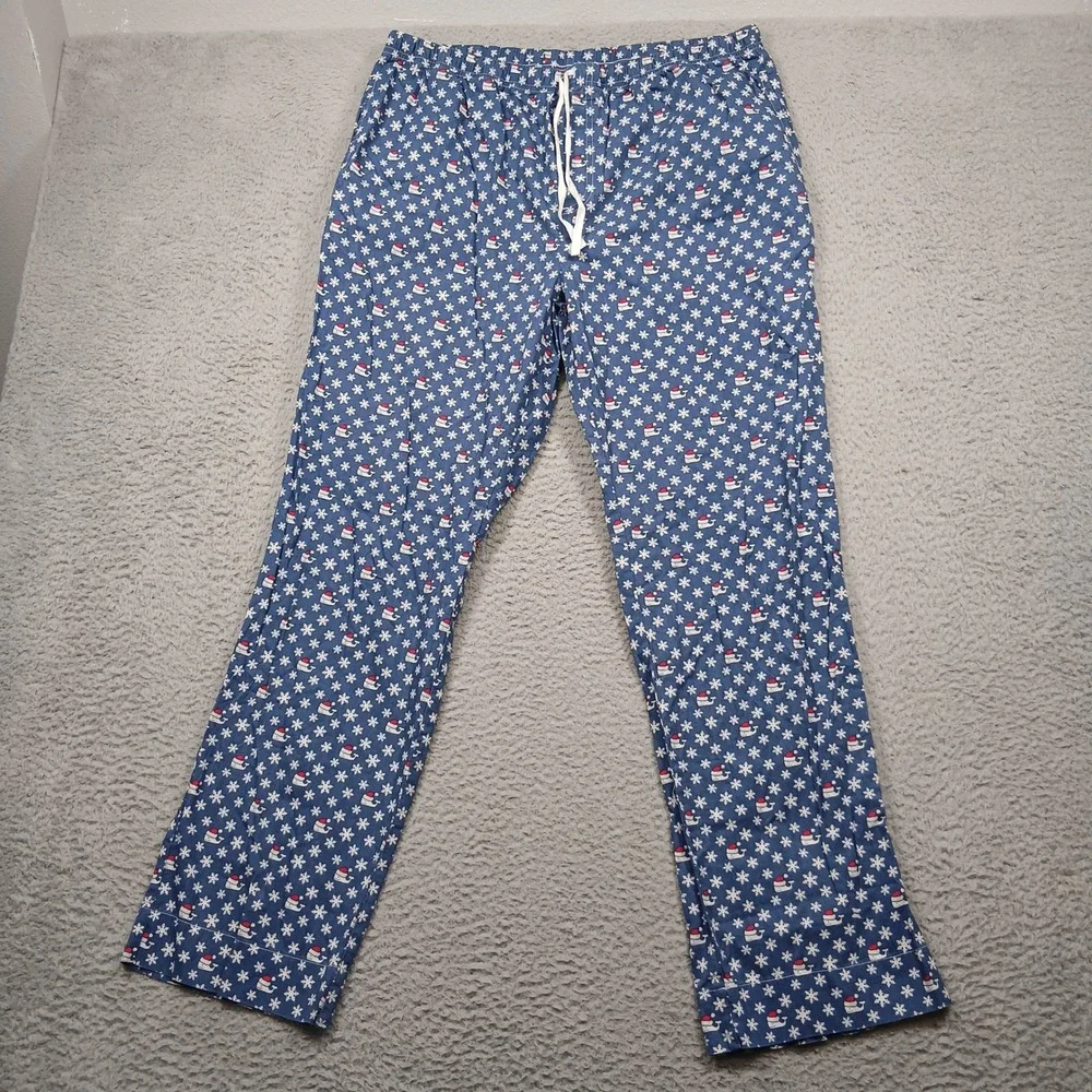 Vineyard Vines Pajama‎ Pants Men's L Blue Snowflake Print Cotton Lounge
